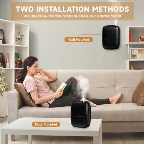 Waterless Essential Oil Diffuser — 3000sq.ft Smart Scent Air Machine with Cold Air Tech, App+Panel Control for Large Home Office Hotel Spa, Wall Mount 400ml (Black)