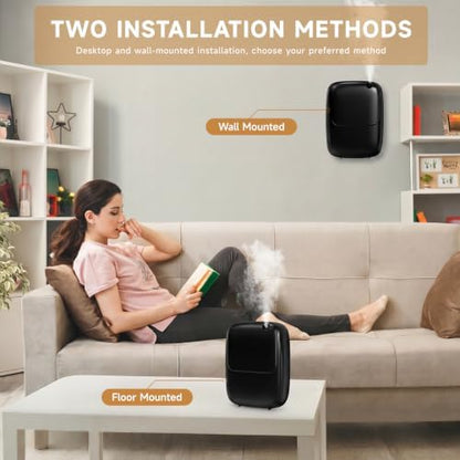 Waterless Essential Oil Diffuser — 3000sq.ft Smart Scent Air Machine with Cold Air Tech, App+Panel Control for Large Home Office Hotel Spa, Wall Mount 400ml (Black)