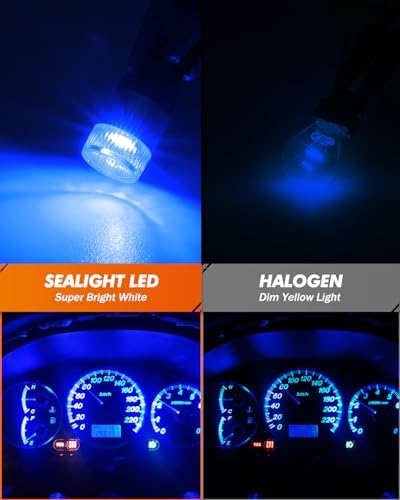 SEALIGHT 194 LED Bulb Blue, 168 2825 T10 W5W Bright LED Chips, Dashboard Light, Dome Light, Map Light, Door Light, Courtesy Light, License Plate Light, Pack of 6