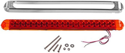Partsam Waterproof 17" Inch High Power 40 LED Red Utility Trailer Truck RV Stop Tail Turn 3rd Brake Marker Identification Light Bar w/Chrome Bezel DOT Compliant (Pack of 2)