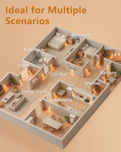 WILLED Motion Sensor Stair Lights Indoor,Rechargeable Magnetic Night Light