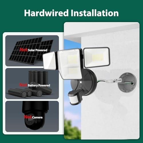 70W 7000LM Security Lights Outdoor, 4-Head LED Motion Sensor Flood Light, 6500K Daylight, IP65 Waterproof, 3 Modes for Yard Garage Porch (2)