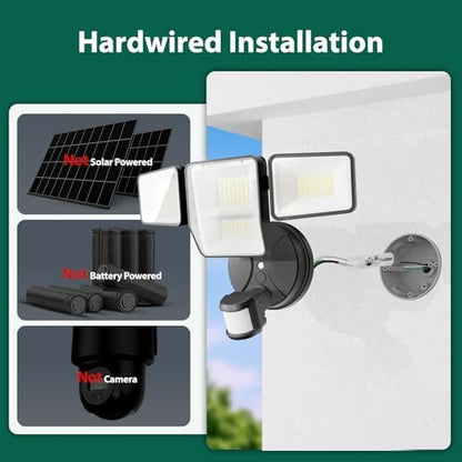 70W 7000LM Security Lights Outdoor, 4-Head LED Motion Sensor Flood Light, 6500K Daylight, IP65 Waterproof, 3 Modes for Yard Garage Porch (2)