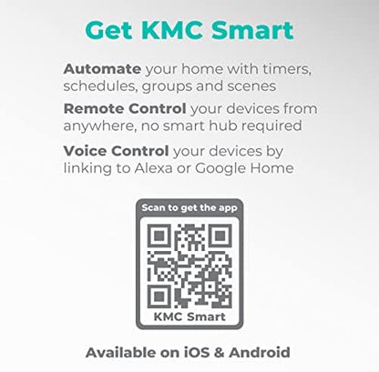 KMC Smart Plug 4-Pack, Side 3-Outlet Extender, Compatible with Google & Alexa, No Hub Required, WiFi Plugs