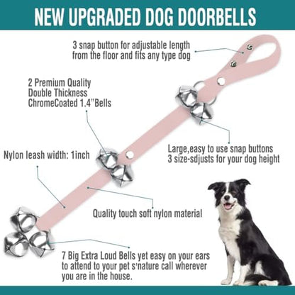 BLUETREE 2 Pack Dog Doorbells Premium Quality Training Potty Great Dog Bells Adjustable Door Bell Dog Bells for Potty Training Your Puppy The Easy Way - 7 Extra Large Loud 1.4 DoorBells