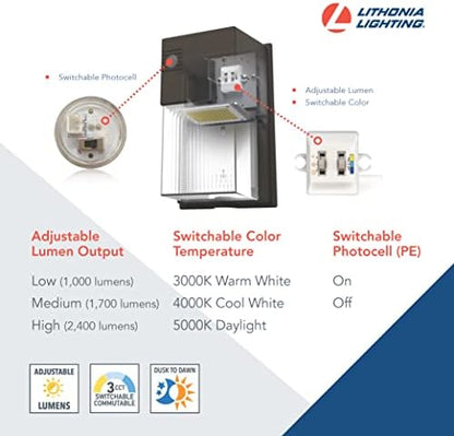 Lithonia Lighting 7" Mini LED Wall Pack Outdoor Light Dusk to Dawn