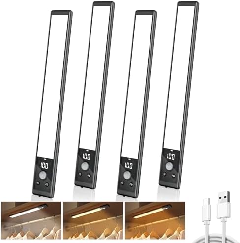 Mpotmiy 4-Pack 10" Wireless Under Cabinet Lights with Digital Display