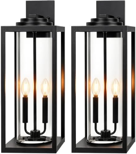 FILIYANO Large 24 Inch Outdoor Wall Light Fixtures, Black, 2-Pack