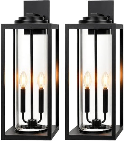 FILIYANO Large 24 Inch Outdoor Wall Light Fixtures, Black, 2-Pack