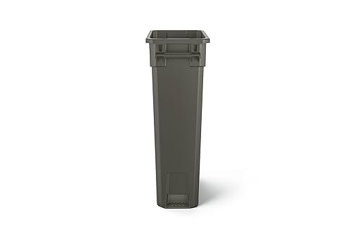 Suncast Commercial 23-Gallon Narrow Trash Can with Handles - Durable Garbage Can, Gray, Made in the USA