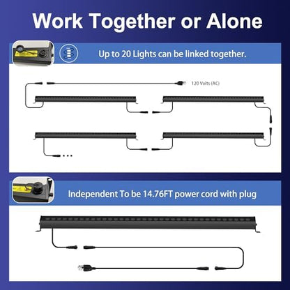 40-Inch Linkable LED Wall Washer Light Bar – Smart RGBCW Color Changing LED, Bluetooth & RF Remote Control, 2700K–6500K Tunable White, 16M Colors, 1–100% Dimmable, IP65 Waterproof