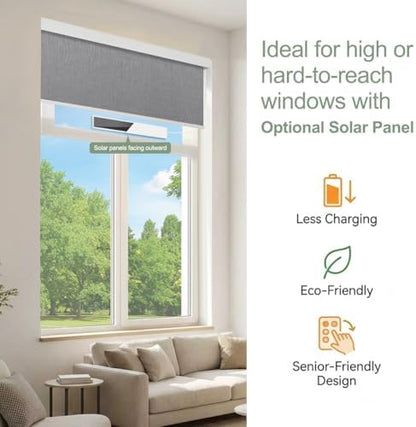 ZSHINE Motorized Blackout Roller Shades Remote Control Rechargeable(82164D)