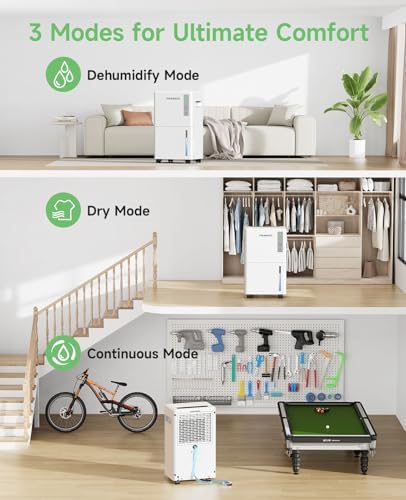 Trazico 1500 Sq.ft Dehumidifier for Basement with Drain Hose, 21 Pint/Day