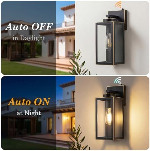 BesLowe Upgraded Dusk to Dawn Outdoor Wall Lights, Bronze, 2-Pack
