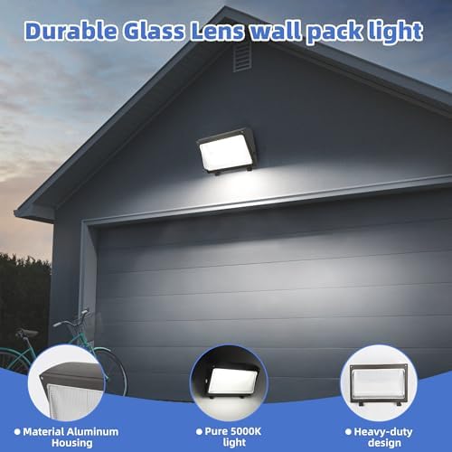 hykolity 120W LED Wall Pack Light with Dusk-to-Dawn Sensor, 12000LM 5000K