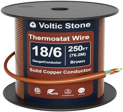 18/6 Thermostat Doorbell HVAC Wire, True Gauge 18 AWG 6 Conductor Solid Copper Control Cable, ETL Listed CL3R/CMR Riser Rated Flame-Retardant, RoHS, for 0-30V Low Voltage Systems - 250FT