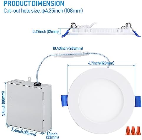 TORCHSTAR 12-Pack 4 Inch Ultra-Thin LED Recessed Light, 10W, 2700K