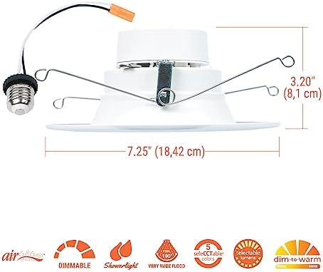 HALO RL 5/6 in LED Recessed Light Retrofit Selectable CCT 2700K, 3000K 3500K 4000K 5000K Dimmable Dim to Warm 900/1200 Lumens Wet Location Indoor Outdoor Ceiling Downlight RL56LS9FSD2W1EWH (Pack of 4)