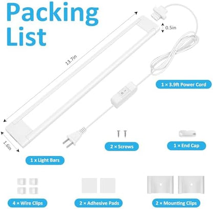maylit Plug in Under Cabinet LED Light Bar, Ultra-Bright, Wired, 14 Inch