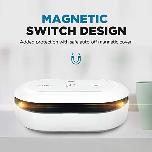 UV Light Sanitizer Box with Wireless Charging, 8 UV-C LED Lights for Phones, Toothbrushes, Nail Tools, Jewelry, and More (Blue)