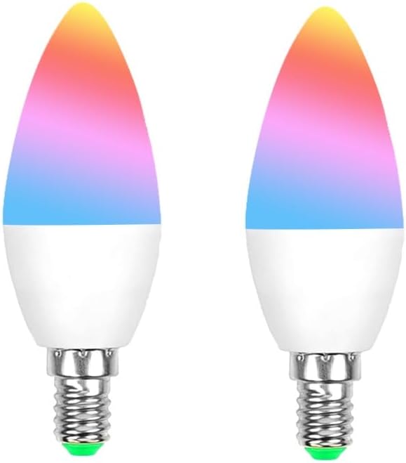 Tuya Bluetooth E14 Smart RGBCW Candle LED Light Bulbs, Music Sync Color Changing, App Control, 2Pack