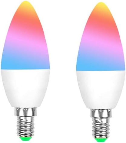 Tuya Bluetooth E14 Smart RGBCW Candle LED Light Bulbs, Music Sync Color Changing, App Control, 2Pack