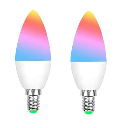 Tuya Bluetooth Smart LED Light Bulbs RGBCW, Music Sync Color Changing,with App Control for Living Room, Party,2PACK. (E14)