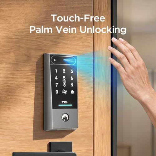 TCL Smart Lock, Palm Vein Keyless Entry Door Lock with Deadbolt Front D2Pro