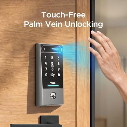 TCL Smart Lock, Palm Vein Keyless Entry Door Lock with Deadbolt Front D2Pro