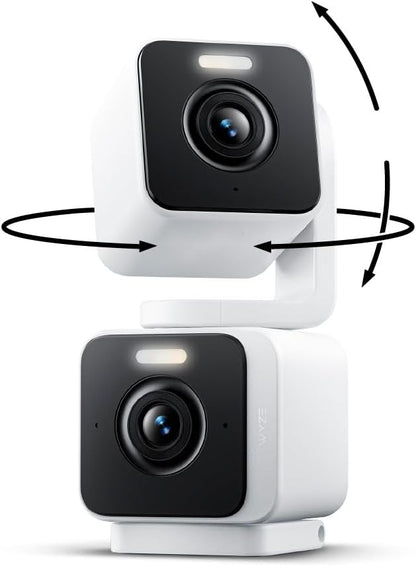 WYZE Duo Cam Pan Indoor/Outdoor IP65 2K 360° Pan/Tilt Smart Home Security Camera with Color Night Vision, Compatible with Alexa & Google Assistant, White (Renewed)
