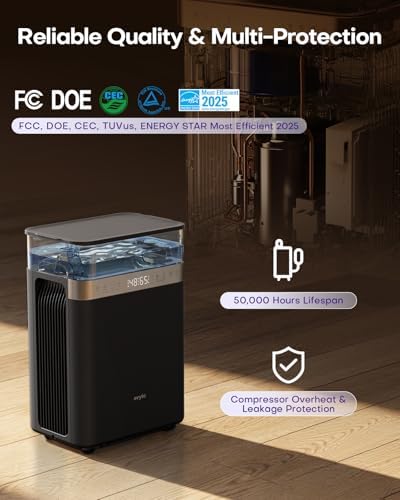 avylo 5000 Sq.Ft Dehumidifier for Basement with Pump and Drain Hose, Max 90 Pint/D, Black