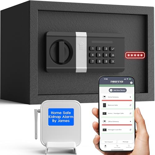 FORFEND Smart Home Safes | WiFi Safe Box App Unlock/Alarm | Voice Control, Kidnap SOS Alarm, Tamper Detect, Frozen Mode | Money Security Lockbox History Track | Digital Caja Fuerte Remote Live Monitor
