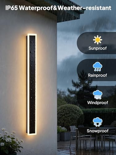 2-Pack Outdoor Modern Wall Lights, 3000K Exterior Lighting Fixture