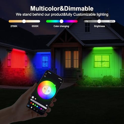 40-Inch Linkable LED Wall Washer Light Bar – Smart RGBCW Color Changing LED, Bluetooth & RF Remote Control, 2700K–6500K Tunable White, 16M Colors, 1–100% Dimmable, IP65 Waterproof