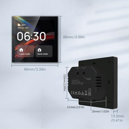 FTVOGUE Smart Home Control Panel ABS Touch Screen Smart Scene Wall Switch Panel 4 Inch Voice Control 100 to 240V for Tuya WiFi BT Living Room Bedroom Office