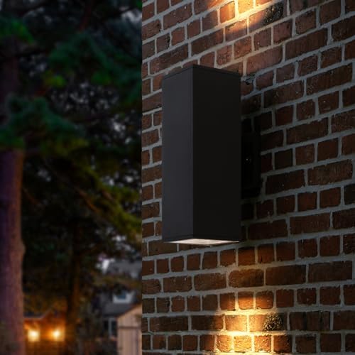 mirrea 14" Modern Outdoor Porch Light in 2 Lights, Matte Black, 4 Pack