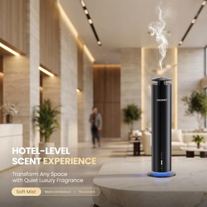 Cordless Waterless Diffuser for Essential Oils - Rechargeable Hotel Scent Diffuser for Large Room up to 1000 Sq Ft, App, Remote & Timer, Night Light, Includes 2 x 120ml Oils