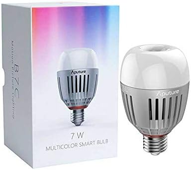 Aputure Accent B7C Smart Led Light Bulbs,1 Pack,7W RGBWW,2000k-10000k Bi Color,CCT/HSI/FX Mode,App Control Built-in Battery, E26/E27 Socket