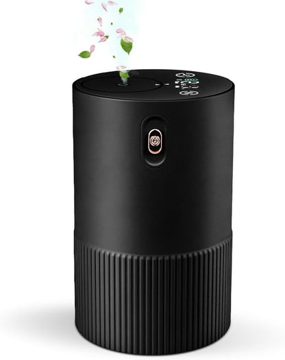 Waterless Diffuser for Essential Oil, Aluminum Alloy & Fabric, 0.33 Fl Oz/ 10mL, Waterless Diffusers, Scent Diffuser with Timer & 4 Mist Levels for Home, Room, Car, Office - Black