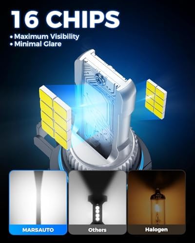 Marsauto 5201/PS24W/5202 LED Fog Light Bulbs, 12000LM 6000K White-Pack of 2