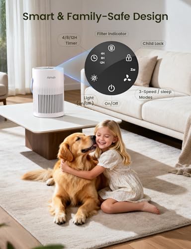 Air Purifier For Home Bedroom, 20dB Quiet Sleep Mode