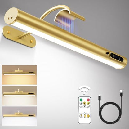 Hapfish Picture Lights for Wall Battery Operated,Wireless Art Light - Gold
