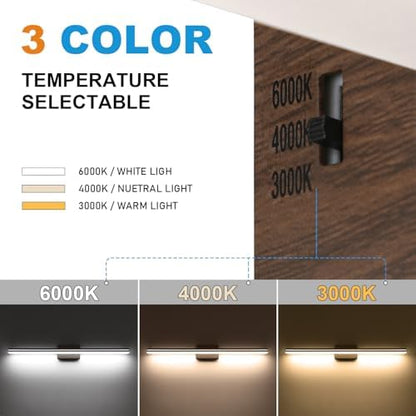 SineRise LED Modern Bathroom Vanity Light Fixtures (40-Inch, 3000K/4000K/6000K, Dimmable), Brown Wood Painted Modern Acrylic Bathroom Wall Lighting Fixtures Over Mirror