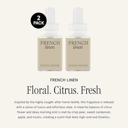 Pura x Studio McGee Home Diffuser Refill, 2 Pack, French Linen