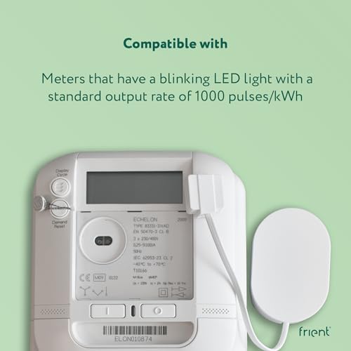 frient Electricity Meter Interface 2, LED | Wireless Meter Readings | Energy Consumption Monitoring | for Meters with LED Pulses | Zigbee | Works with Homey