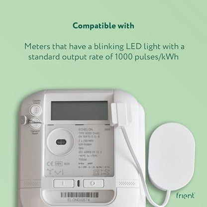 frient Electricity Meter Interface 2, LED | Wireless Meter Readings | Energy Consumption Monitoring | for Meters with LED Pulses | Zigbee | Works with Homey