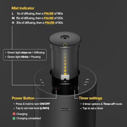 Airversa 2 Pack ANX Waterless Diffuser for Essential Oil, Black + Gold