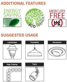 Sunlite - Yellow LED PAR20 Reflector Light Bulb, 2 Watts, 120 Volts, Medium Base, 30,000 Hour Lamp Life, 30 Lumens, Narrow Flood, 30° Beam Angle, Energy Saving, Multi-Use, Indoor/Outdoor (6 Pack)