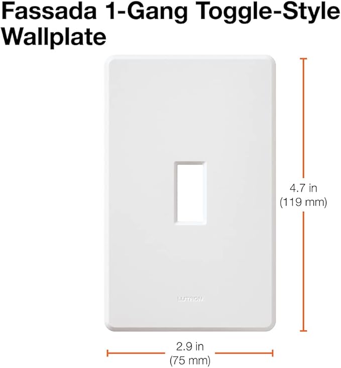 Lutron Fassada 1 Gang Wallplate for Toggle-Style Dimmer and Switches, FW-1-WH, Matte White (1-Pack)