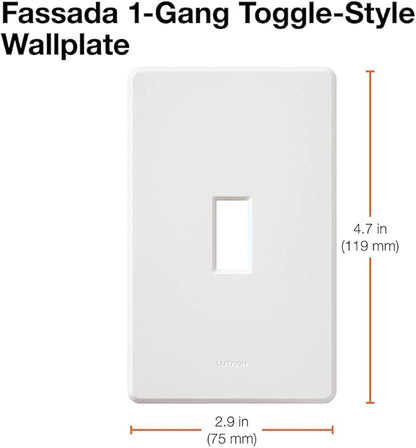 Lutron Fassada 1 Gang Wallplate for Toggle-Style Dimmer and Switches, FW-1-WH, Matte White (1-Pack)